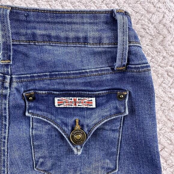 Hudson Girls Stretch Denim Skinny Jeans-Size 7 Button Flap Pockets - Picture 12 of 16